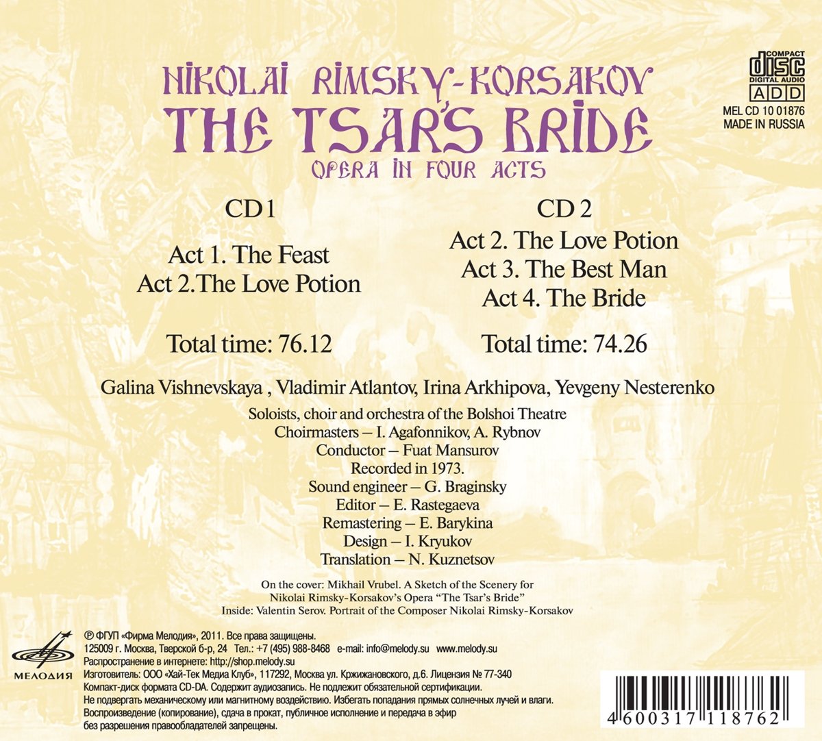 Rimsky-Korsakov The Tsar's Bride Opera - Perfect for Classical Music Lovers