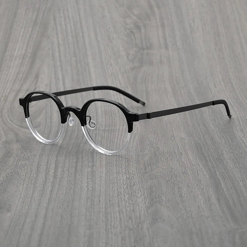 Stylish Black Full Rim Round Titanium Acetate Eyeglasses for Women - Model 6006 | Perfect for Office, Reading & Everyday Fashion Accessory