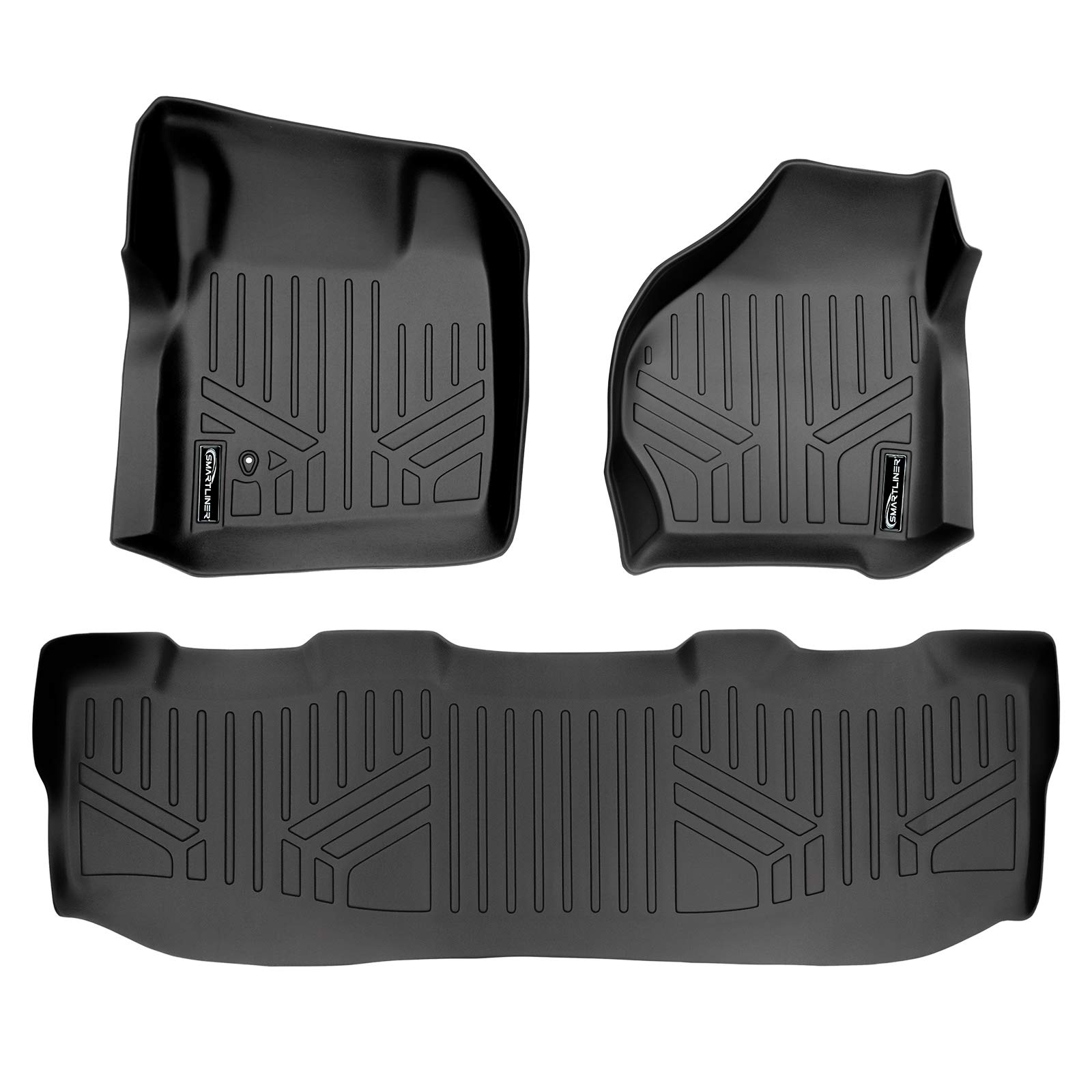 SMARTLINER Custom Fit Floor Mats 2 Row Liner Set Black for 1999-2007 Ford F-250 F-350 F-450 Super Duty Crew Cab - All-Weather Protection & Easy Cleaning for Trucks, SUVs, and Work Vehicles