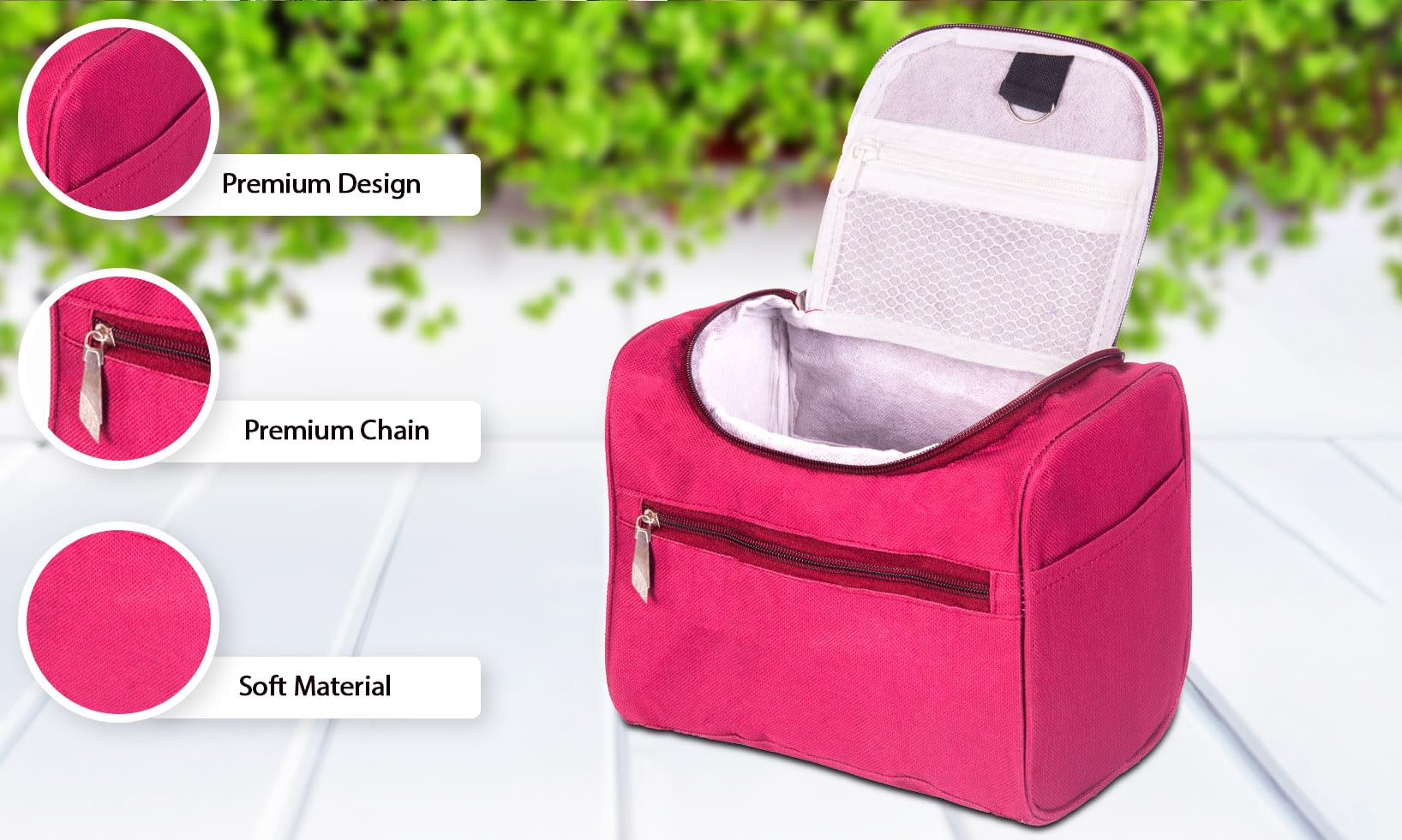 Stylish Maroon Makeup Bag for Women & Girls - Large Cosmetic Organizer, Toiletry Storage Pouch, Multifunctional Travel Beauty Case - Perfect for Travel, Gym, and Daily Use (Pack of 1)
