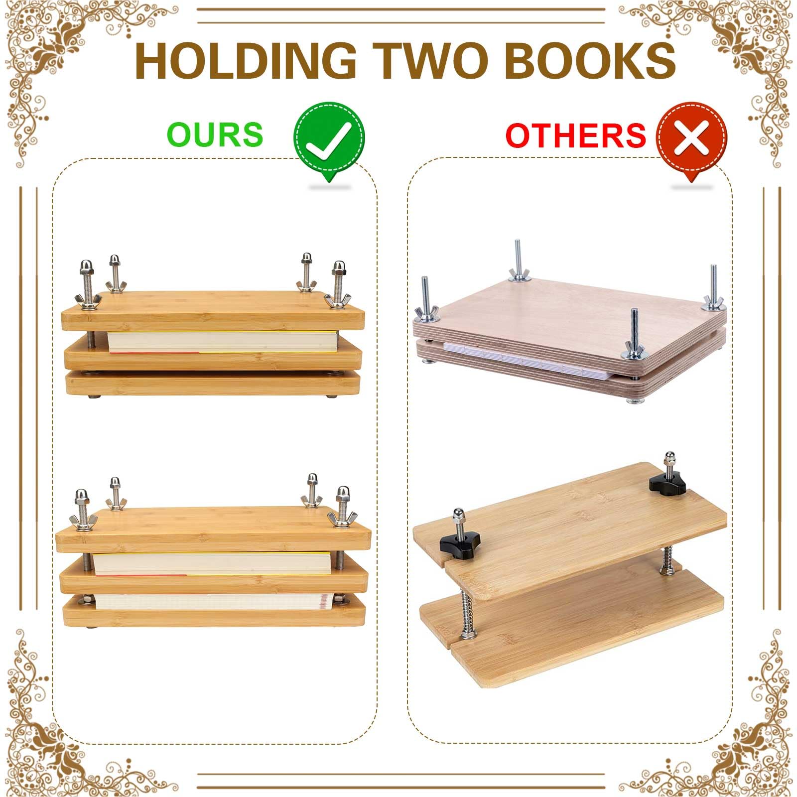 FOWSRHRG Wooden Book Press Kit - 11.6 x 8 Inch Bamboo Bookbinding Press Machine for Printing, DIY Crafts & Flower Pressing - Perfect for Bookbinding, Office Use, Paper Crafts, Notebook Making & Botanical Projects