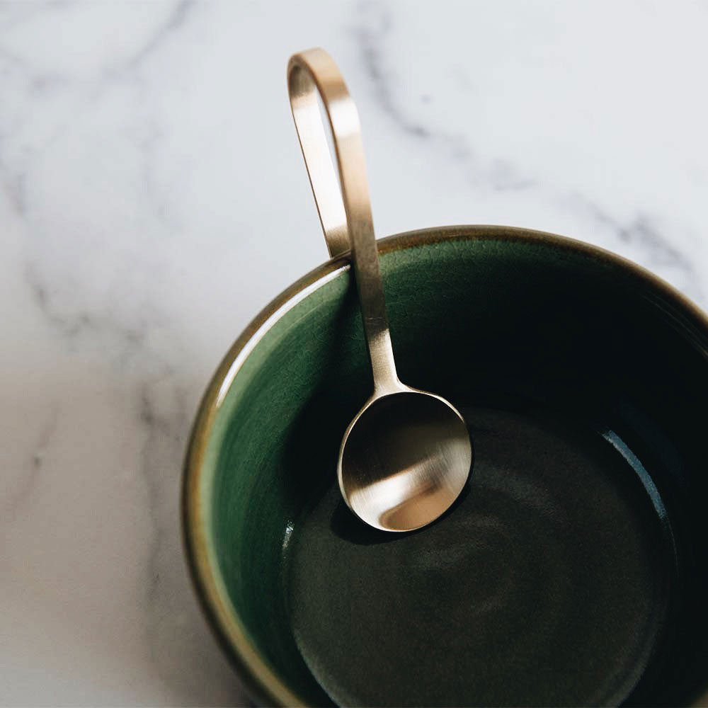 Premium Brass Loop Spoon - Elegant & Durable Kitchen Utensil for Stirring, Serving & Decorating - Perfect for Coffee, Tea, Baking & Home Décor