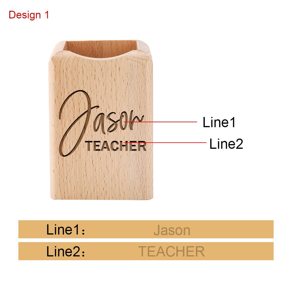 Personalized Engraved Wooden Pen Holder - Custom Name Desk Organizer for Pencils, Pens & Stationery - Perfect for School, Home & Office Workspace Decor