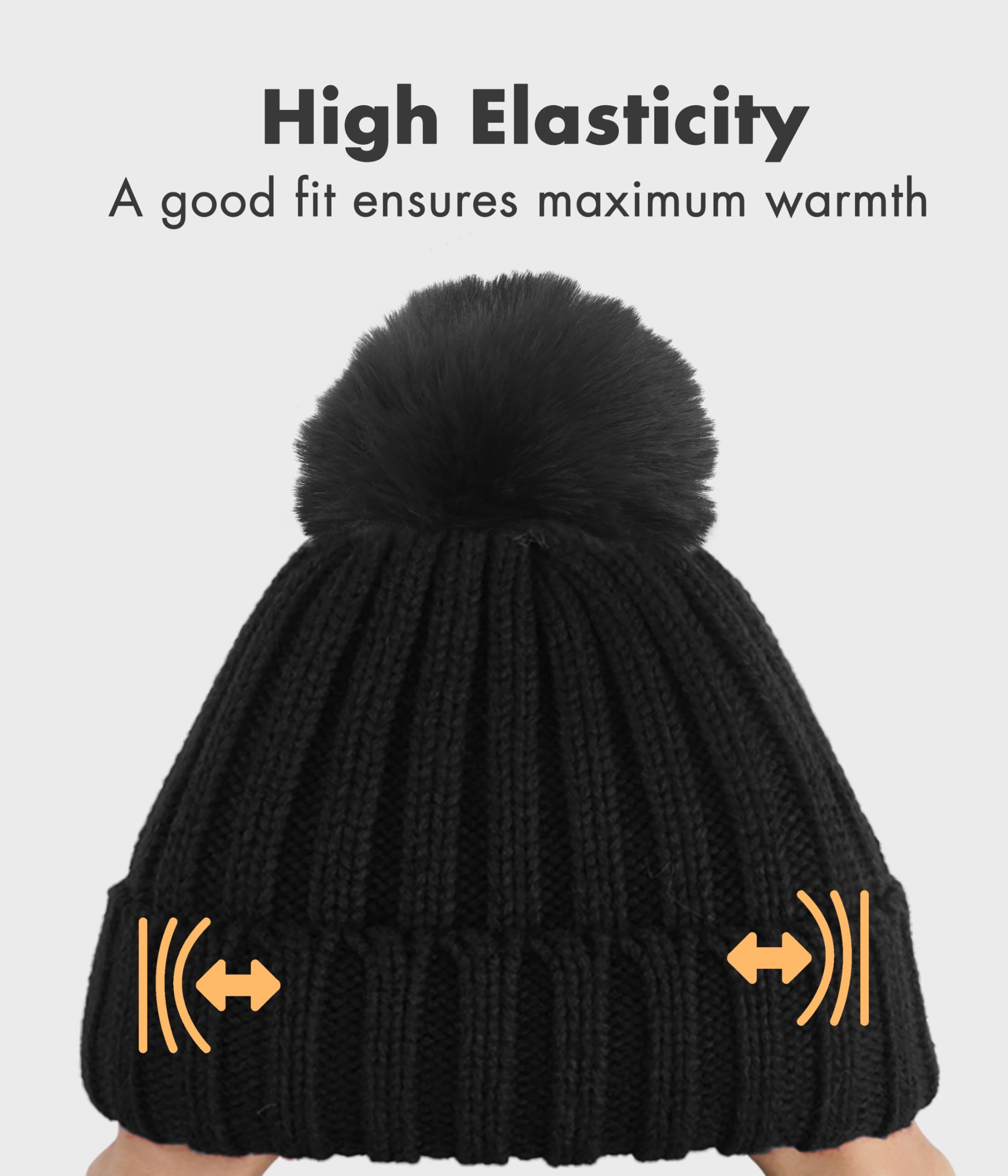 KEECOW Women's Winter Beanie Hats - Thermal Warm Knit Hat with Detachable Pom Pom for Outdoor Sports & Cold Weather Activities | Perfect for Skiing, Snowboarding, Hiking and Daily Winter Wear