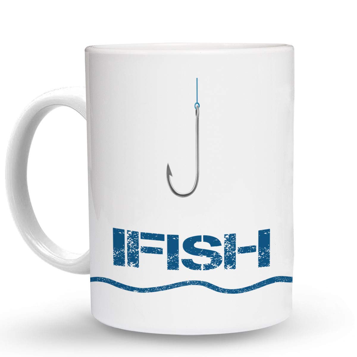 IFISH Fish Fishing Themed 11 Oz. Ceramic Coffee Mug - Durable & Stylish Coffee Cup for Anglers - Perfect for Camping, Office Use & Gift Giving