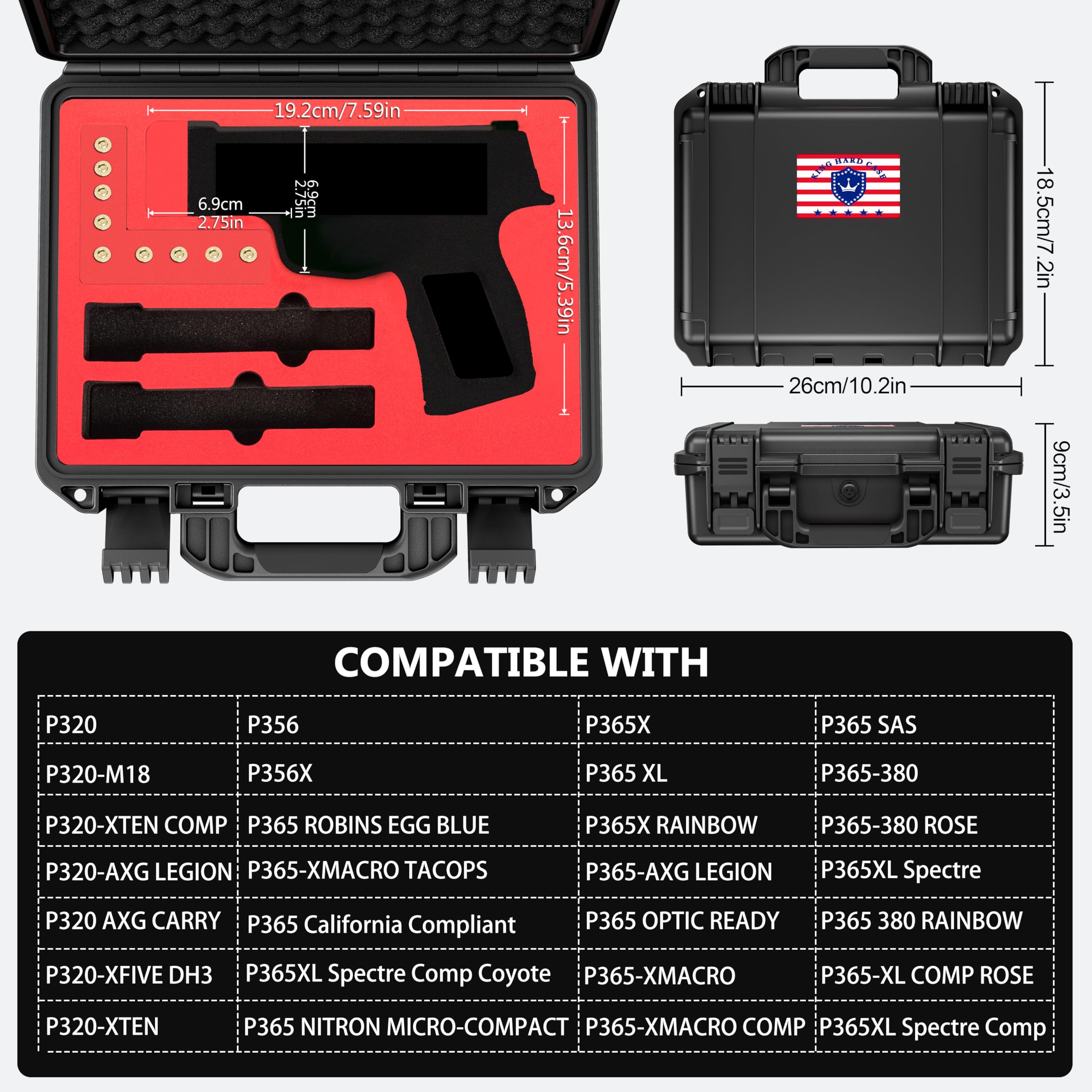 **SIG SAUER P322 & P365 Waterproof Lockable Hard Pistol Case with Pre-Cut Foam - TSA Approved Firearm Travel Case for Handguns (No Optics) - Ideal for Air Travel, Range Storage & Secure Transport**