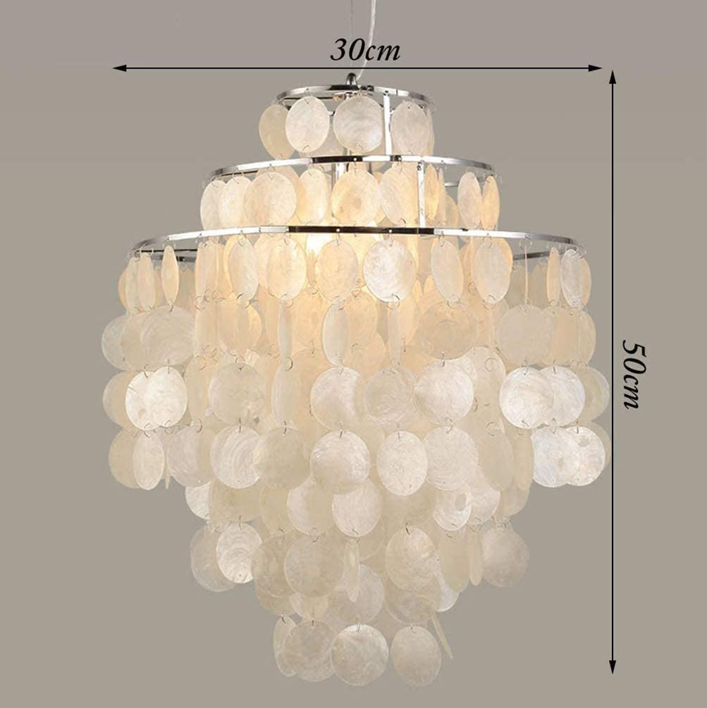 Modern Chandelier for Bedroom - Elegant Shell Ceiling Light with Hundreds of Mother of Pearl Pendants, E27 Base - Perfect for Dining Room, Hallway & Home Decor Lighting