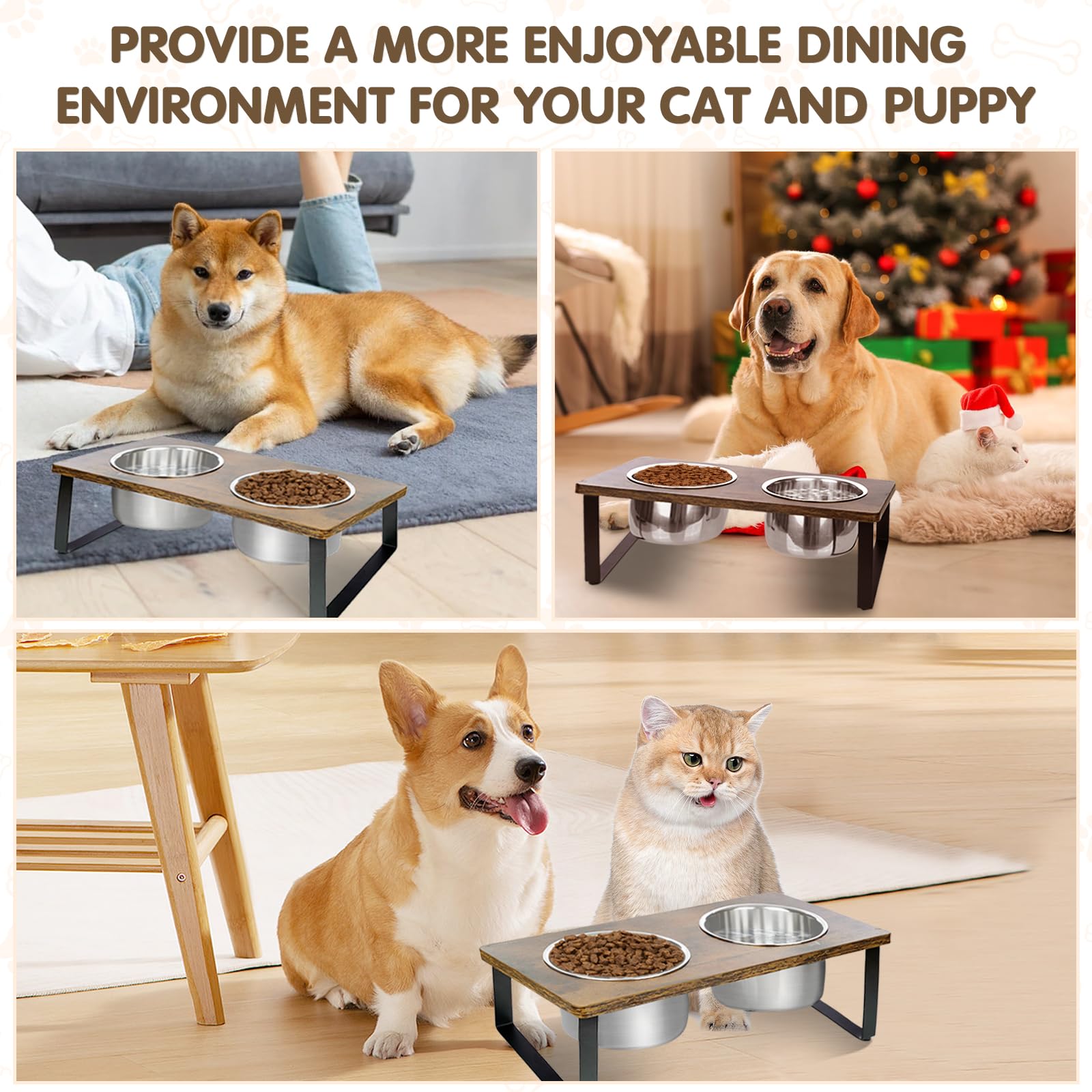 Raised Dog Bowls for Small Dogs - Anti-Slip Feeding Dishes for Home Use