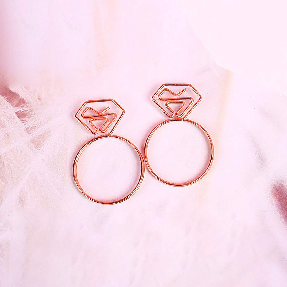 Diamond Ring Shaped Small Paper Clips - Cute & Funny Bookmark Clips for Office, School, Wedding Invitations, Valentine's Day Decorations - Planner Paper Clips (20 pcs) - Perfect for Gift Wrapping, Scrapbooking & Organizing Documents