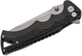 CRKT 5225 BT Fighter Flipper Knife - Stonewash Stainless Steel Blade with Black Nylon Handles - EDC Pocket Knife for Outdoor Camping, Hiking & Survival Gear