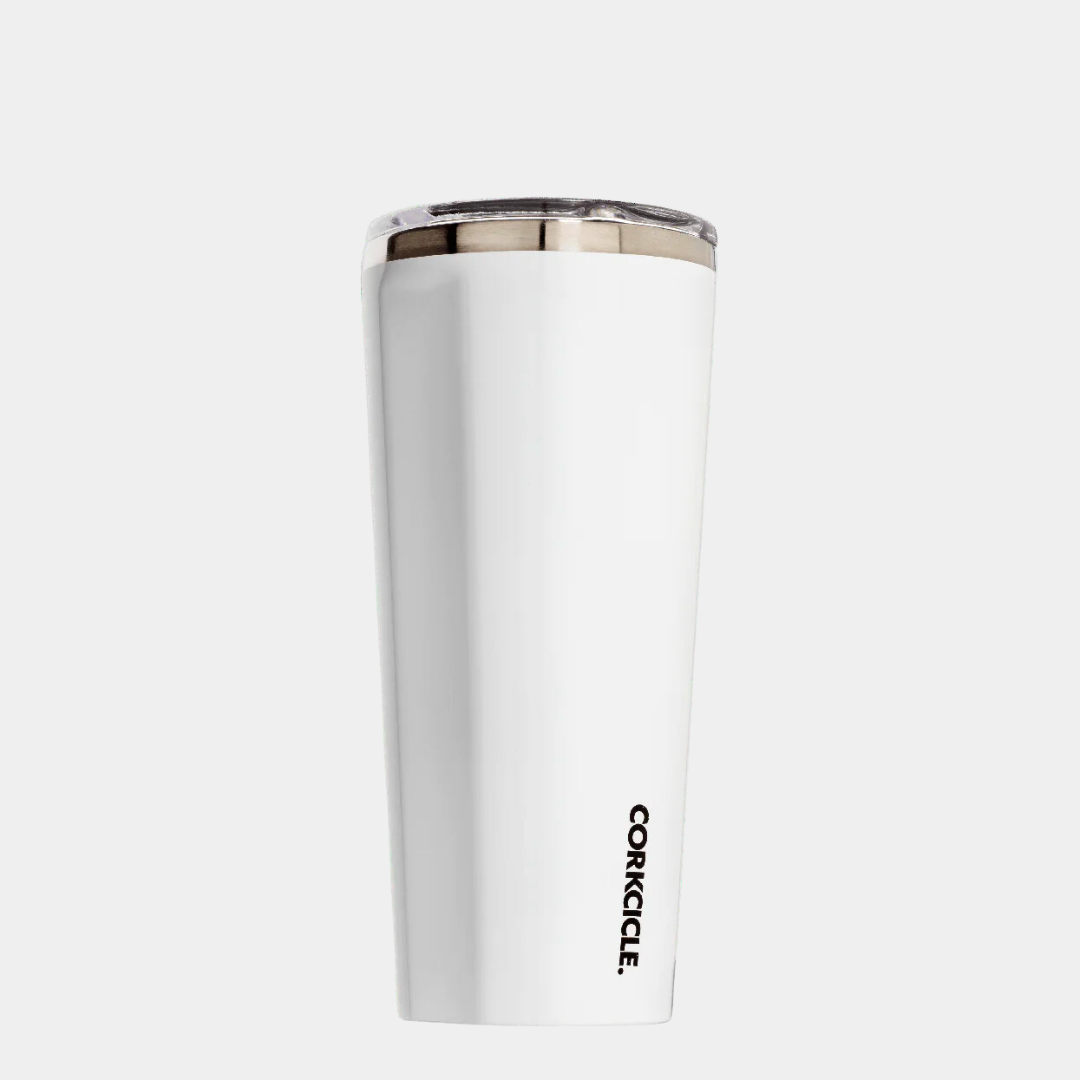 16 oz Insulated Tumbler Cup - Stainless Steel Vacuum Flask with Lid & Straw - Gloss White Color - Perfect for Coffee, Tea, Cold Drinks - Ideal for Office, Travel, Gym & Outdoor Activities