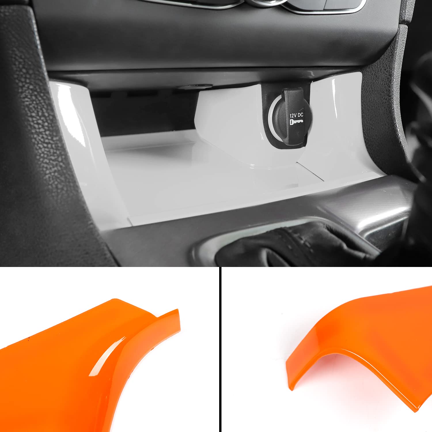 2011-2025 Dodge Charger Center Console Organizer - ABS Plastic Gear Shift Storage Bin Trim Panel (4-Piece Set, White) | Interior Accessories for Enhanced Car Organization & Style