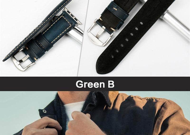 Genuine Leather Vintage Watch Band for Apple Watch Series 6/5/4/3/2/1/SE - 44mm 42mm 40mm 38mm - Perfect for Business, Casual & Everyday Wear