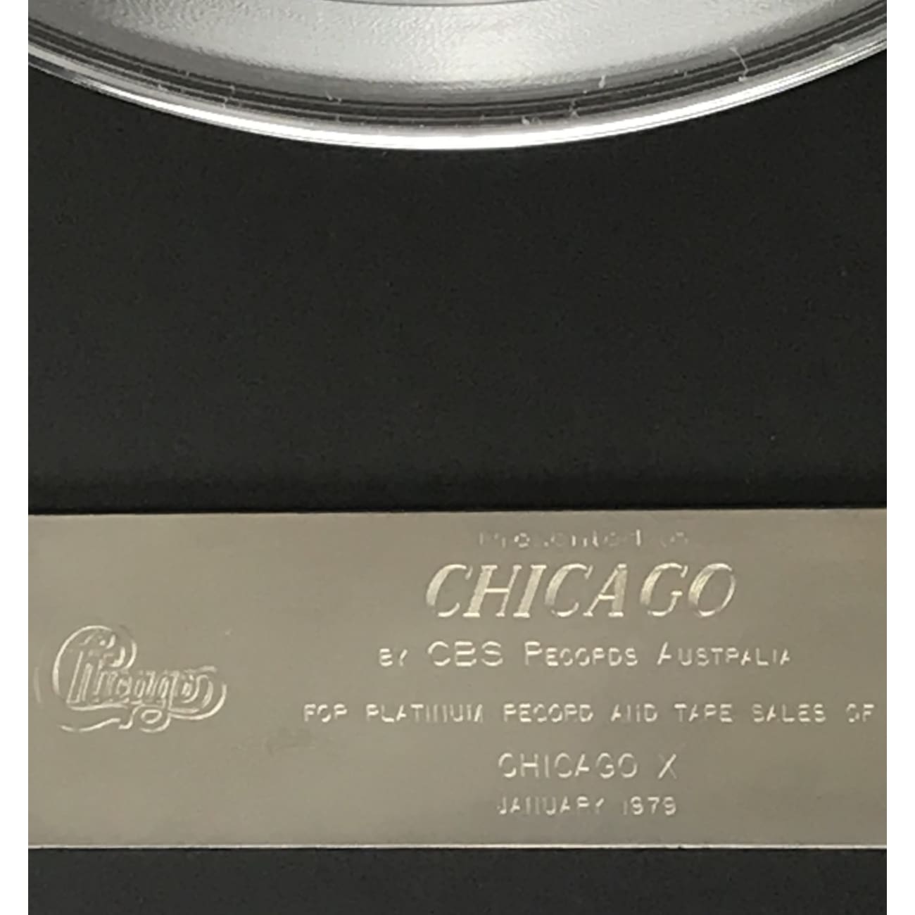 Chicago X 1979 Australian Label Award - Rare Collectible Music Memorabilia for Chicago Fans & Vinyl Record Collectors - Perfect for Display in Music Rooms, Man Caves & Collector's Showcases