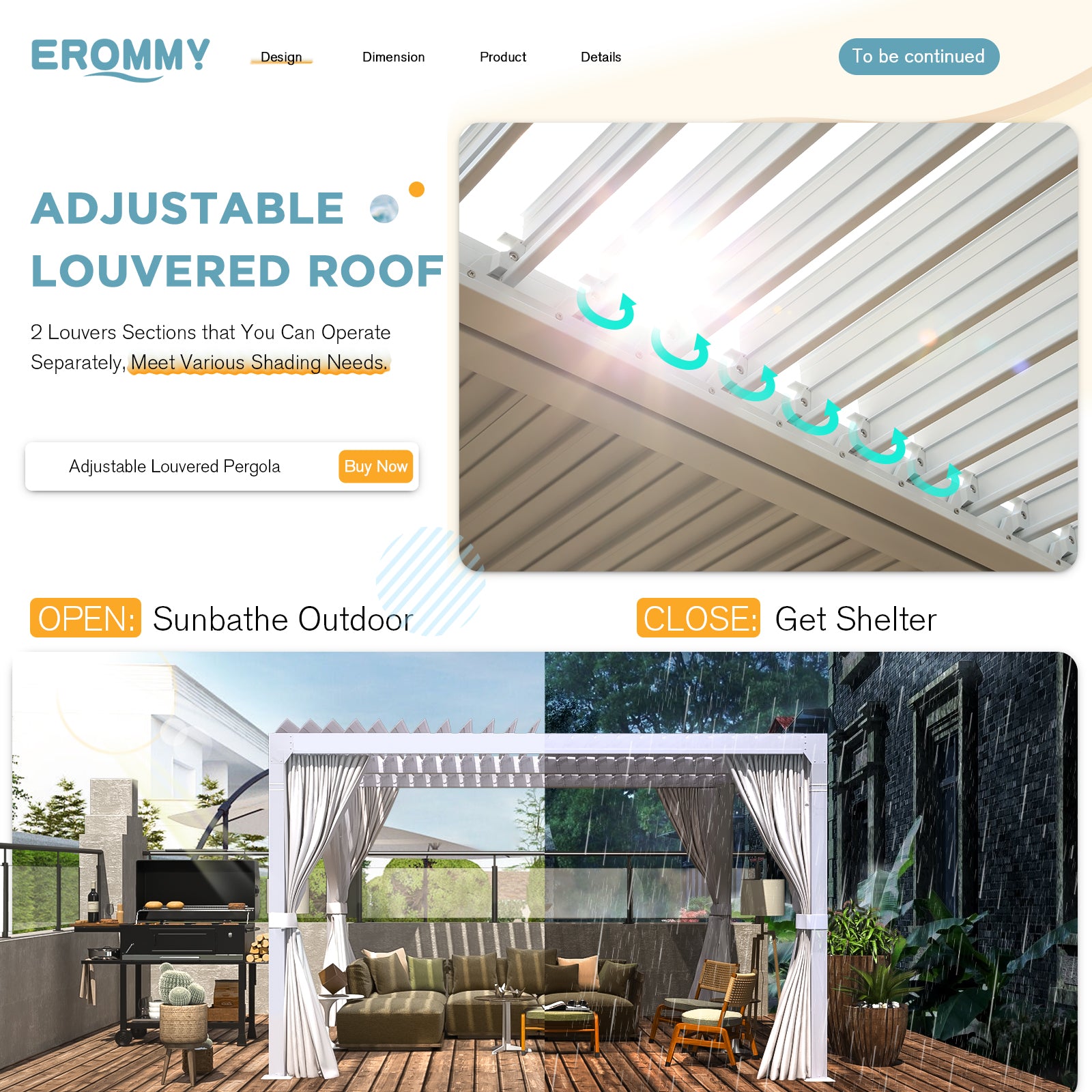 10x10 White Louvered Pergola with Waterproof Rain Cover - Outdoor Patio, Garden, Backyard Shade Solution for Deck, Poolside & BBQ Area