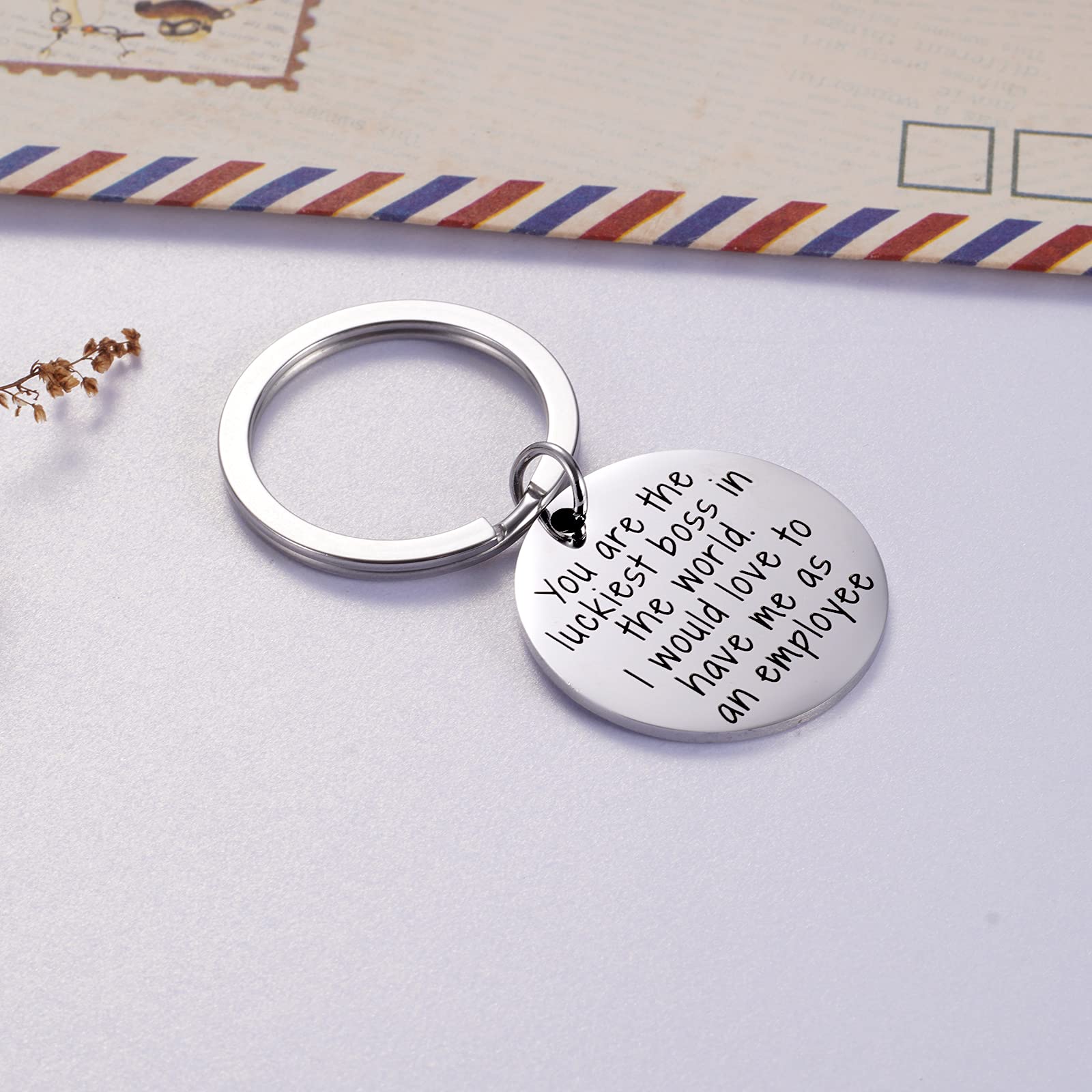 Ralukiia 'You Are The Luckiest Boss' Keychain - Funny Boss's Day Gift for Boss from Employee, Office Gag Gift, Unique Office Party Idea - Perfect for Boss Appreciation, Retirement, or Work Anniversary