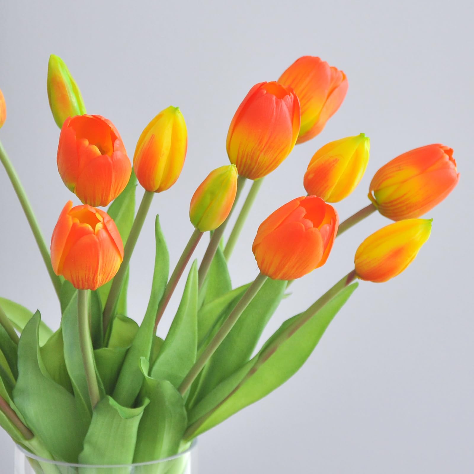 10 PCS Artificial Tulip Flowers - Real Touch Faux Silk Tulips Bouquet for Home, Office, Wedding, Party Decor - Vibrant Orange Fake Tulips for Table Arrangements, Birthday Gifts & Garden Store Decoration