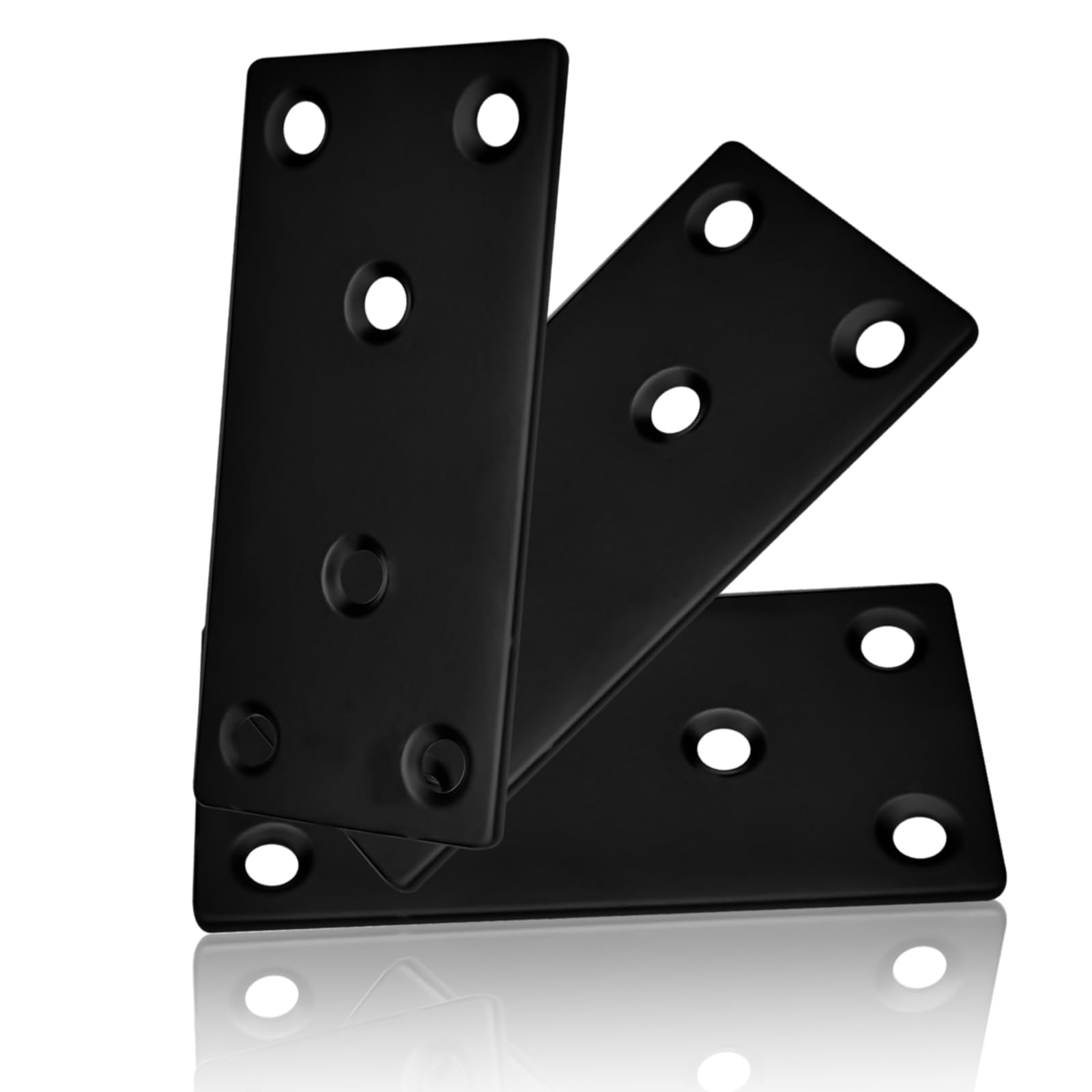 20PCS Black Flat Mending Plates - 2 Inch Stainless Steel Straight Repair Brackets, Heavy Duty Metal Joining Plates for Wood Furniture, Fence, Bookcase & DIY Projects - Perfect for Home Repair, Woodworking & Furniture Reinforcement