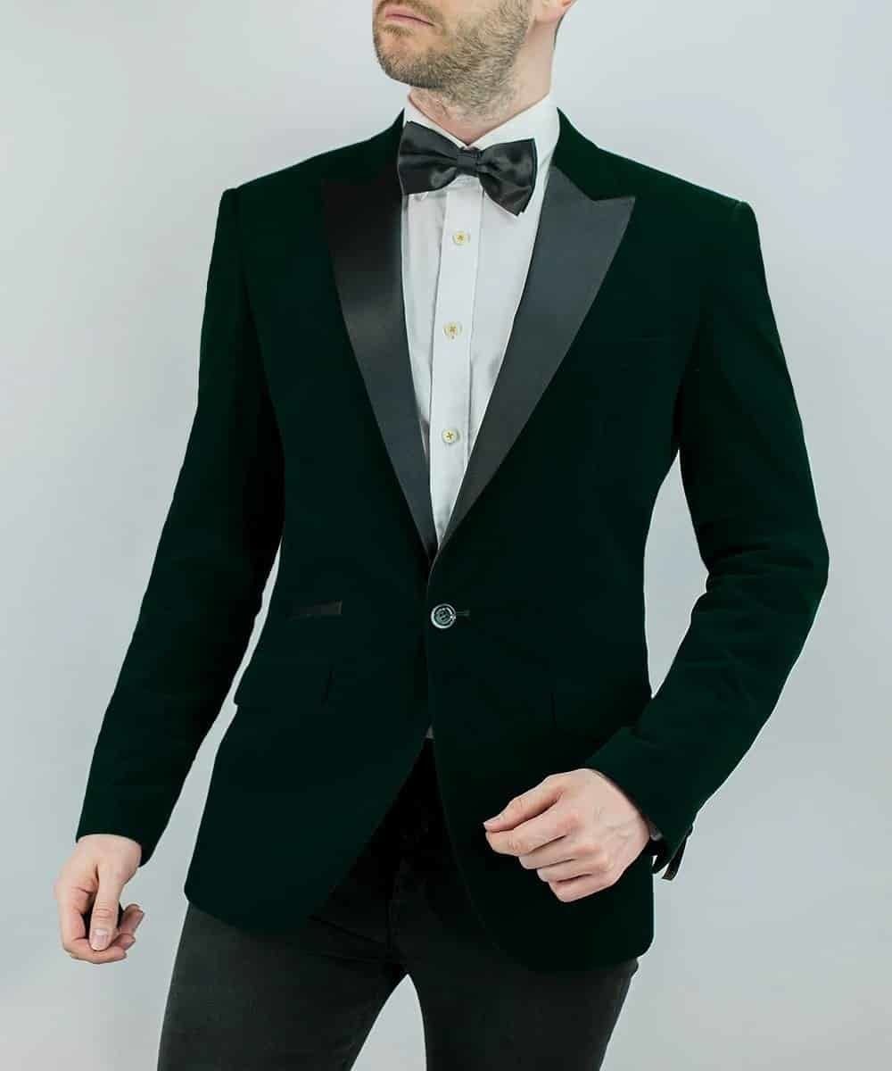 Cavani Rosa Forest Green Slim Fit Velvet Blazer Jacket for Women | Elegant Velvet Dinner Jacket | Perfect for Weddings, Parties & Formal Events