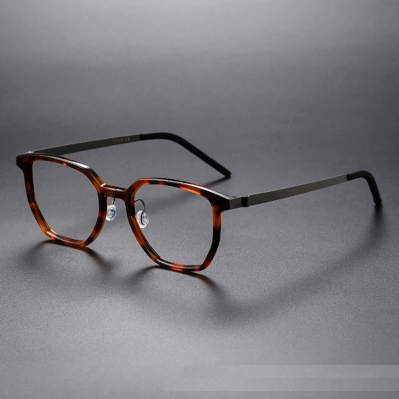 Stylish Unisex Black Titanium Square Eyeglasses D1055 - Lightweight & Durable for Work, Reading & Fashion