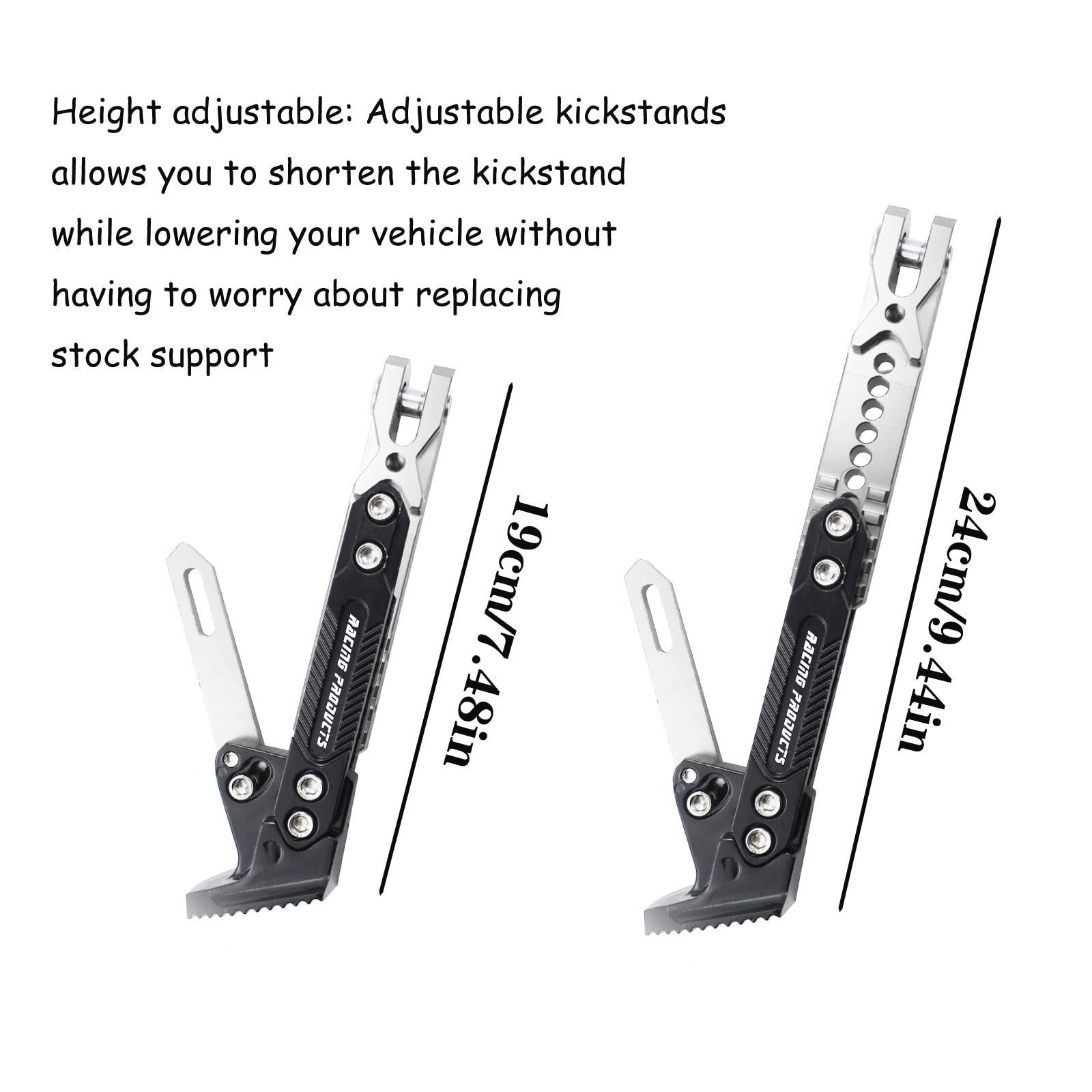 Universal Motorcycle Kickstand - CNC Aluminum Alloy Adjustable Side Stand for Scooters, Pit Bikes & Motocross | Heavy-Duty Support for Parking & Maintenance | Perfect for Street Riding, Off-Road Adventures & Garage Storage