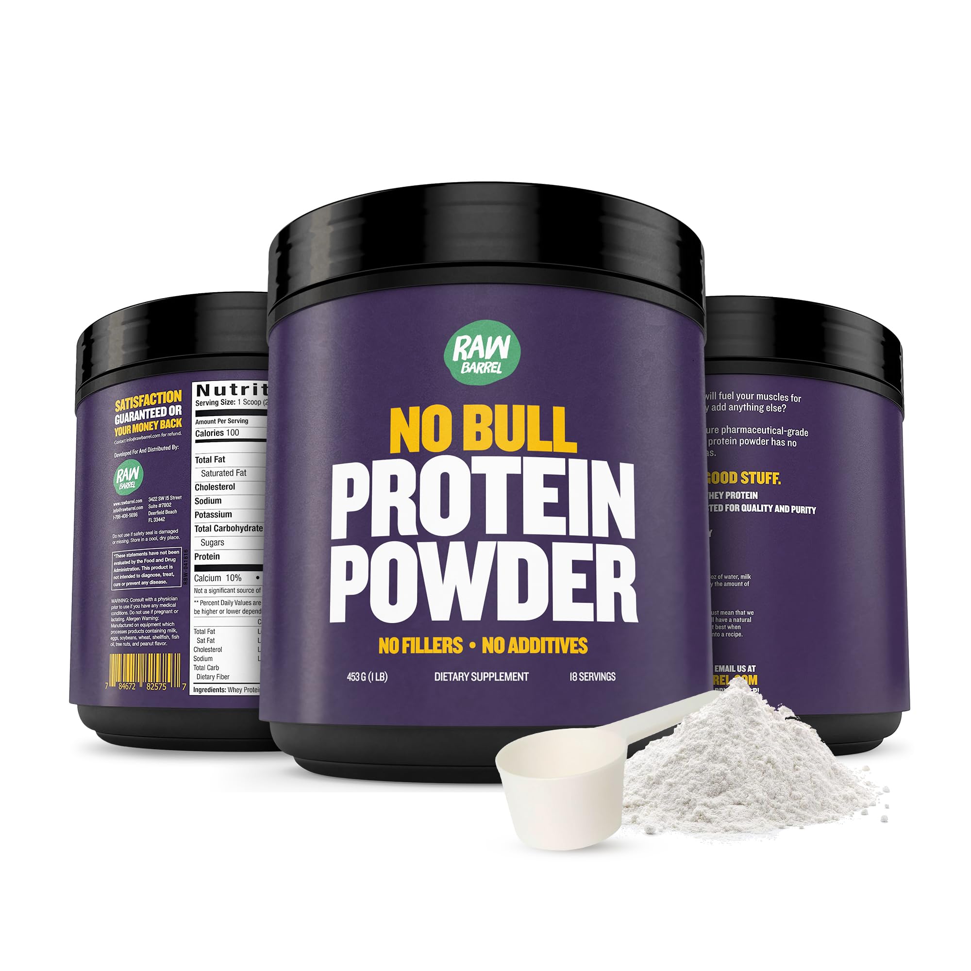 2lb Unflavored Whey Protein Powder - Pure & Instantized Whey Supplement | High Protein, Low Carb, No Fillers, No Additives | Perfect for Post-Workout Recovery & Muscle Building