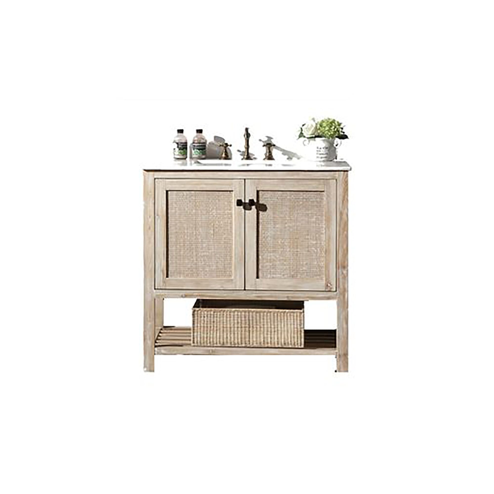 Legion Furniture WH5136 36-Inch White Wash Bathroom Vanity with Sink - Modern Farmhouse Style for Small Bathrooms & Powder Rooms