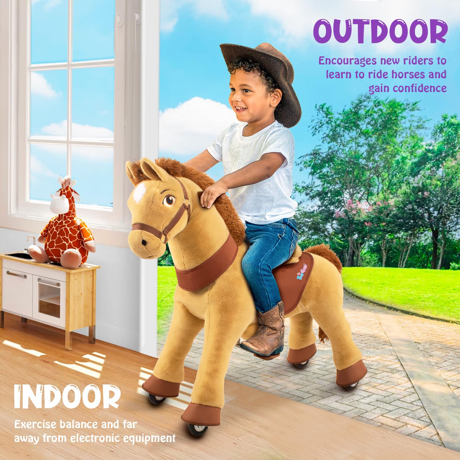 PonyCycle Ride-On Horse Toy for Kids Ages 3-5 - Essential Model E with Safety Brake (30