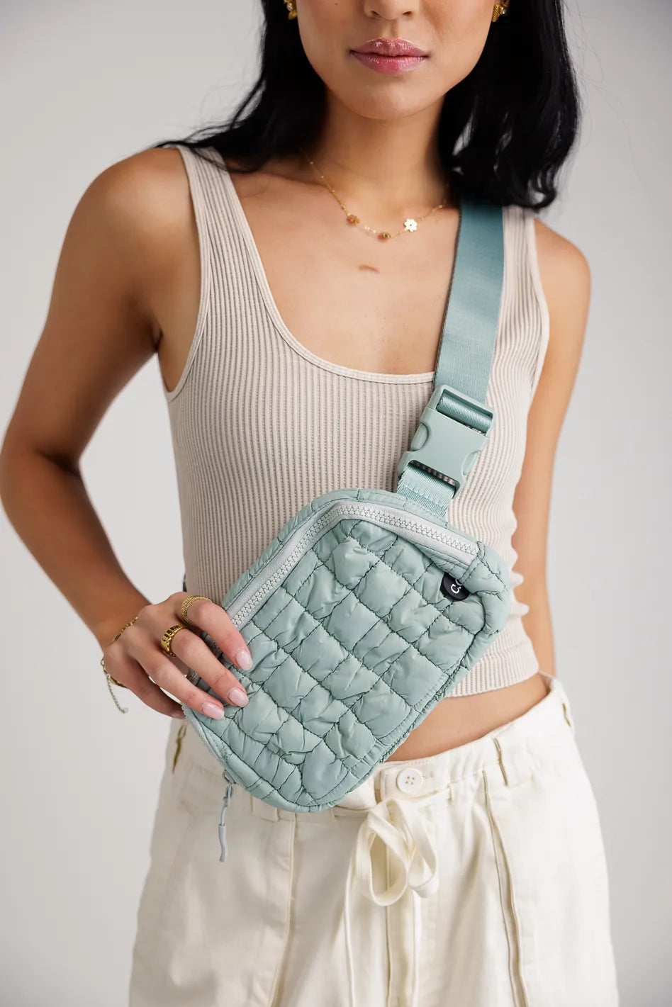 Nylah Quilted Crossbody Bag in Sage Green - Stylish Women's Shoulder Purse for Everyday Use, Travel & Shopping