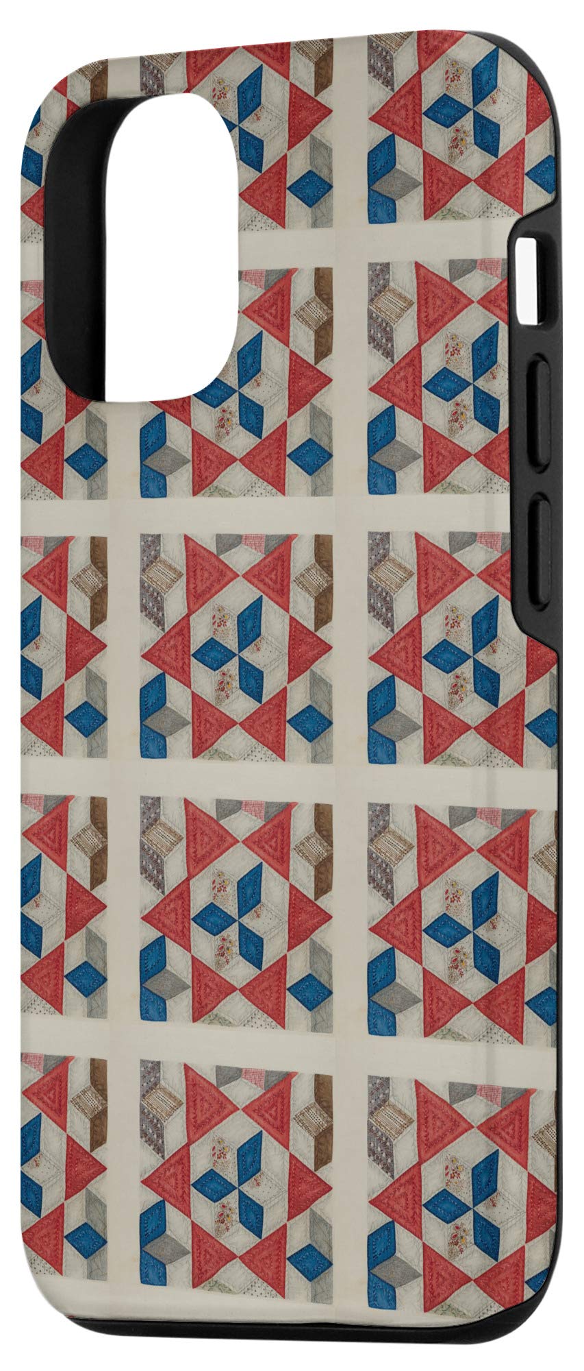 Vintage Quilt Block Pattern iPhone 12/12 Pro Phone Case - Slim Protective Cover with Anti-Slip Grip - Perfect for Everyday Use, Travel & Gift Giving