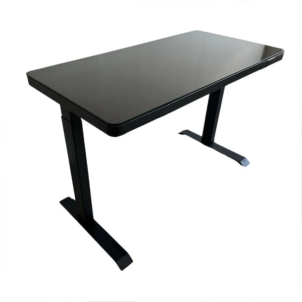 LifeSpan Adjustable Height Glass Standing Desk - Ergonomic Home & Office Workstation for Comfortable Standing & Sitting - Perfect for Remote Work, Gaming & Study