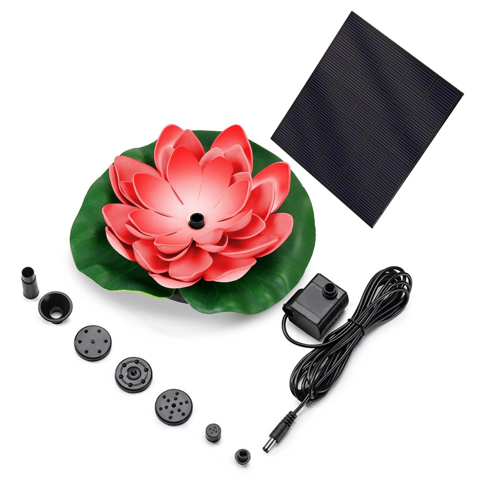 Solar Powered Water Fountain with 6 Nozzles - Outdoor Garden Decor for Bird Bath, Pond & Backyard | Perfect for Attracting Birds & Enhancing Landscape Design