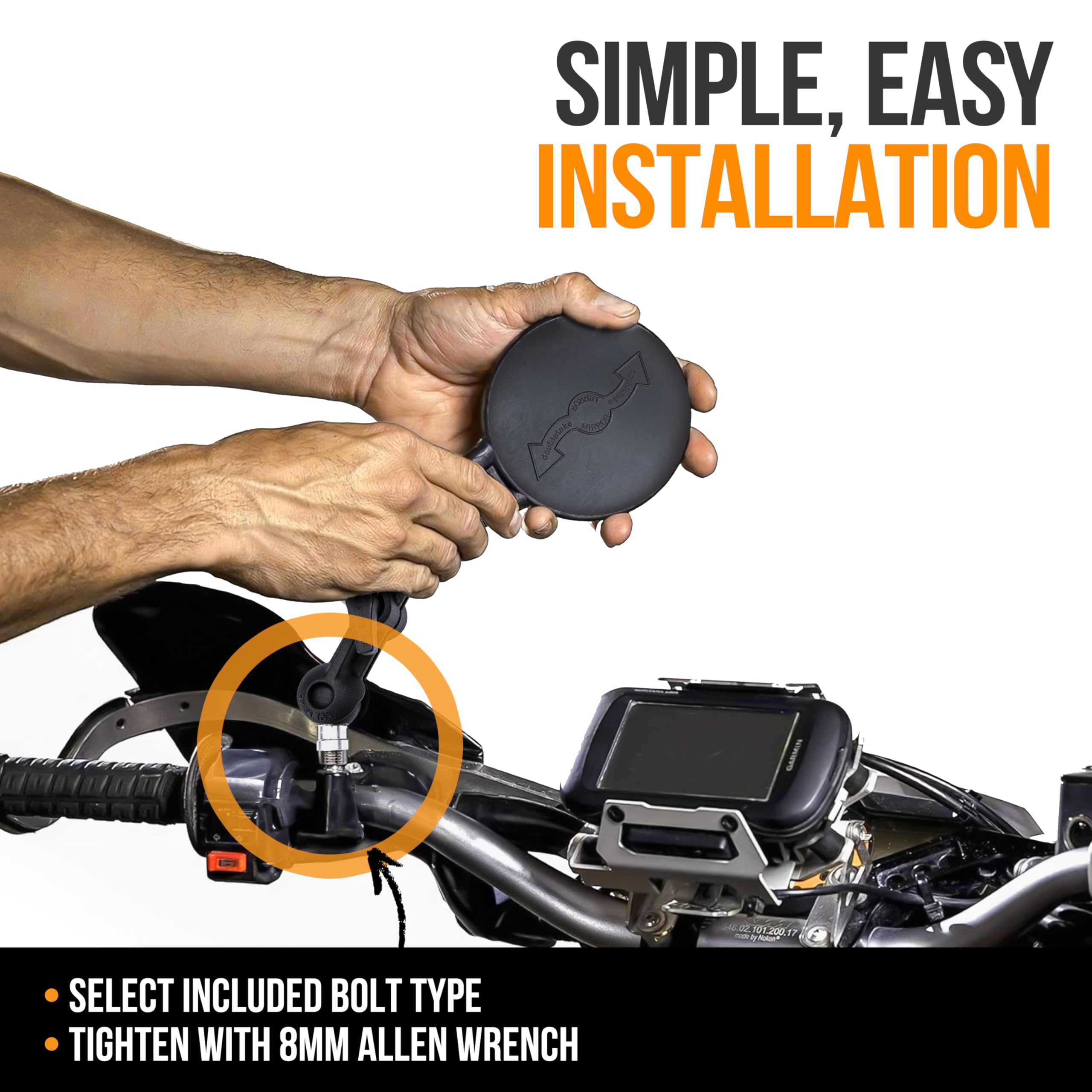 Doubletake Dualsport Mirror Kit 2.0 - Universal Fit Folding Motorcycle Mirrors for Adventure & Street Bikes | Lifetime Guarantee | Perfect for Off-Roading, Commuting & Long-Distance Touring