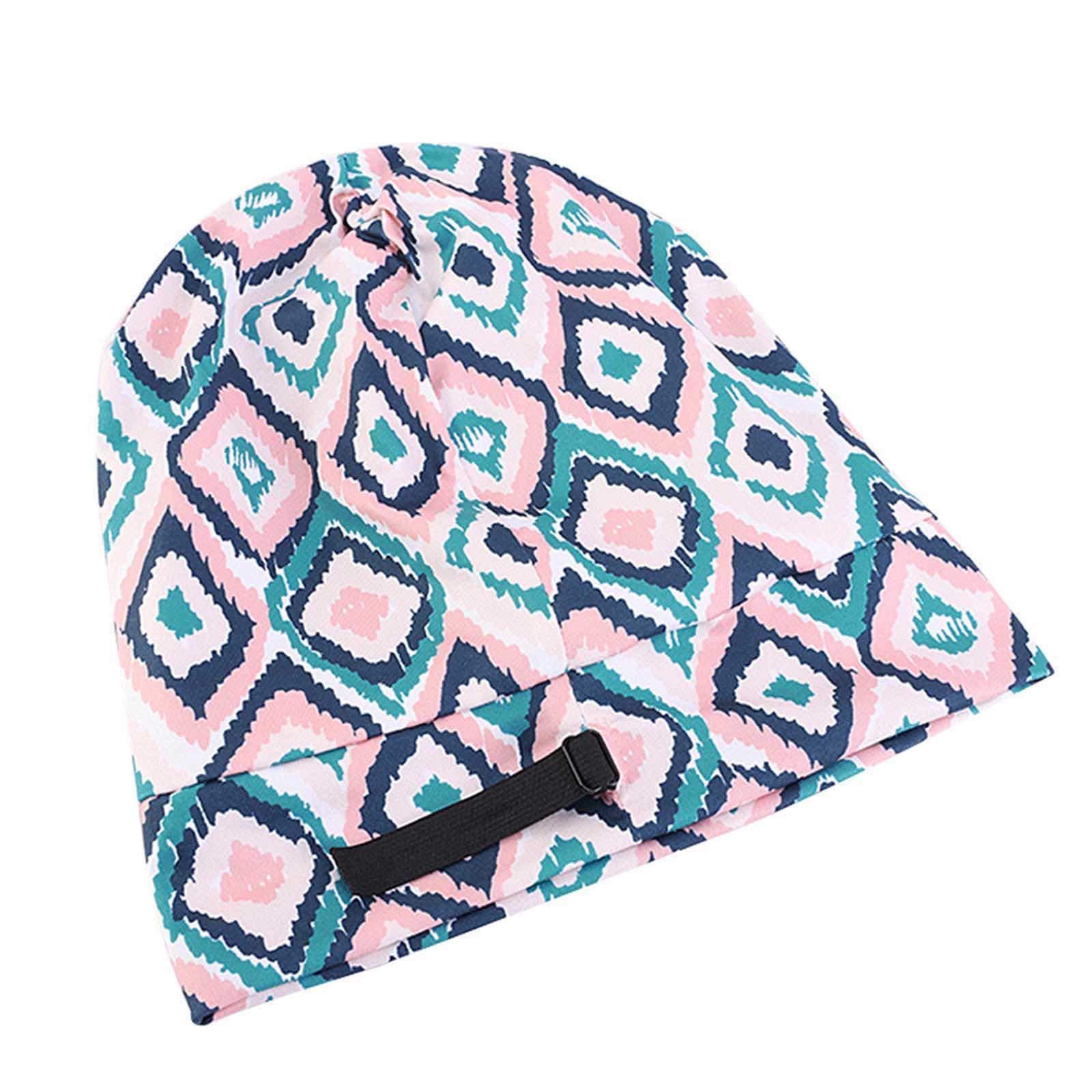 Zpervoba Printed Band Sleep Cap - Satin Hair & Chemotherapy Hat for Women - Adjustable Brimmed Baseball Cap for Sleeping, Sports & Outdoor Activities