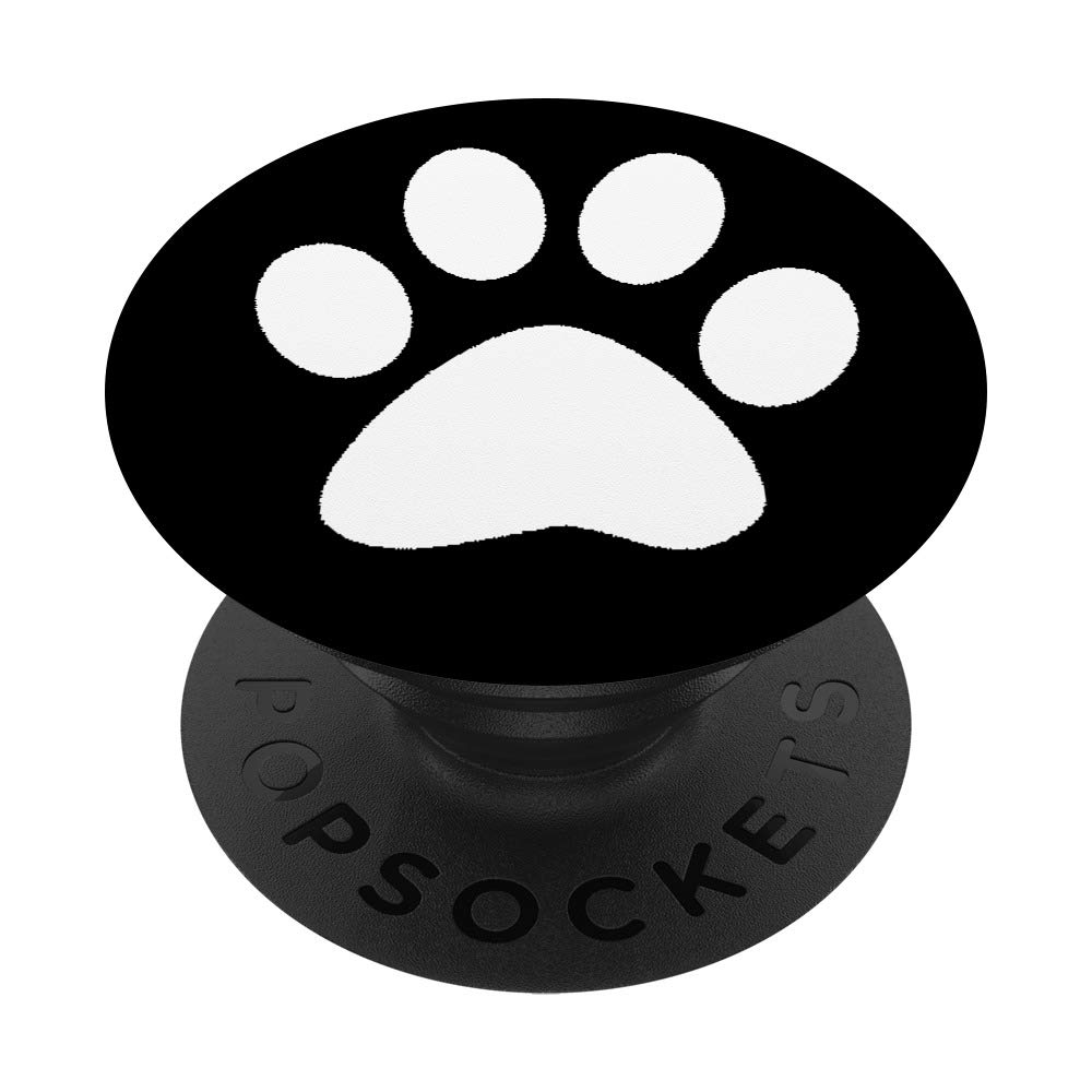 Cute Paw Print Dog PopSockets - Swappable PopGrip for Phone & Tablet (White/Black) - Perfect Gift for Dog Lovers, Pet Owners & Animal Enthusiasts - Use at Home, Office or On-the-Go