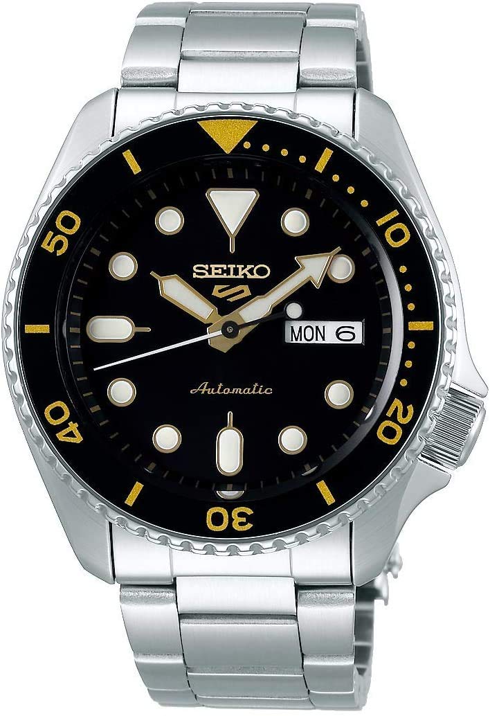 SEIKO SRPD57 5 Sports Automatic Men's Watch - 42.5mm Silver-Tone Stainless Steel Case & Bracelet - Water Resistant - Perfect for Diving, Swimming & Everyday Wear