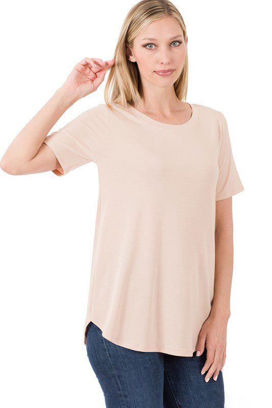 Stylish Women's Short Sleeve Scoop Neck T-Shirt - Front & Back Design for Casual Wear, Summer Outfits & Everyday Comfort