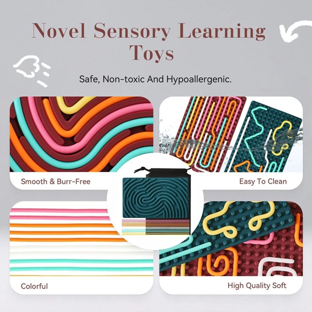 Sensory Activity Board for Kids & Adults - Double Sided Silicone Calming Toy for ADHD, Autism, Anxiety Relief - Stress Relief Sensory Toy for Children 3+ - Perfect for Home, Classroom & Therapy Use