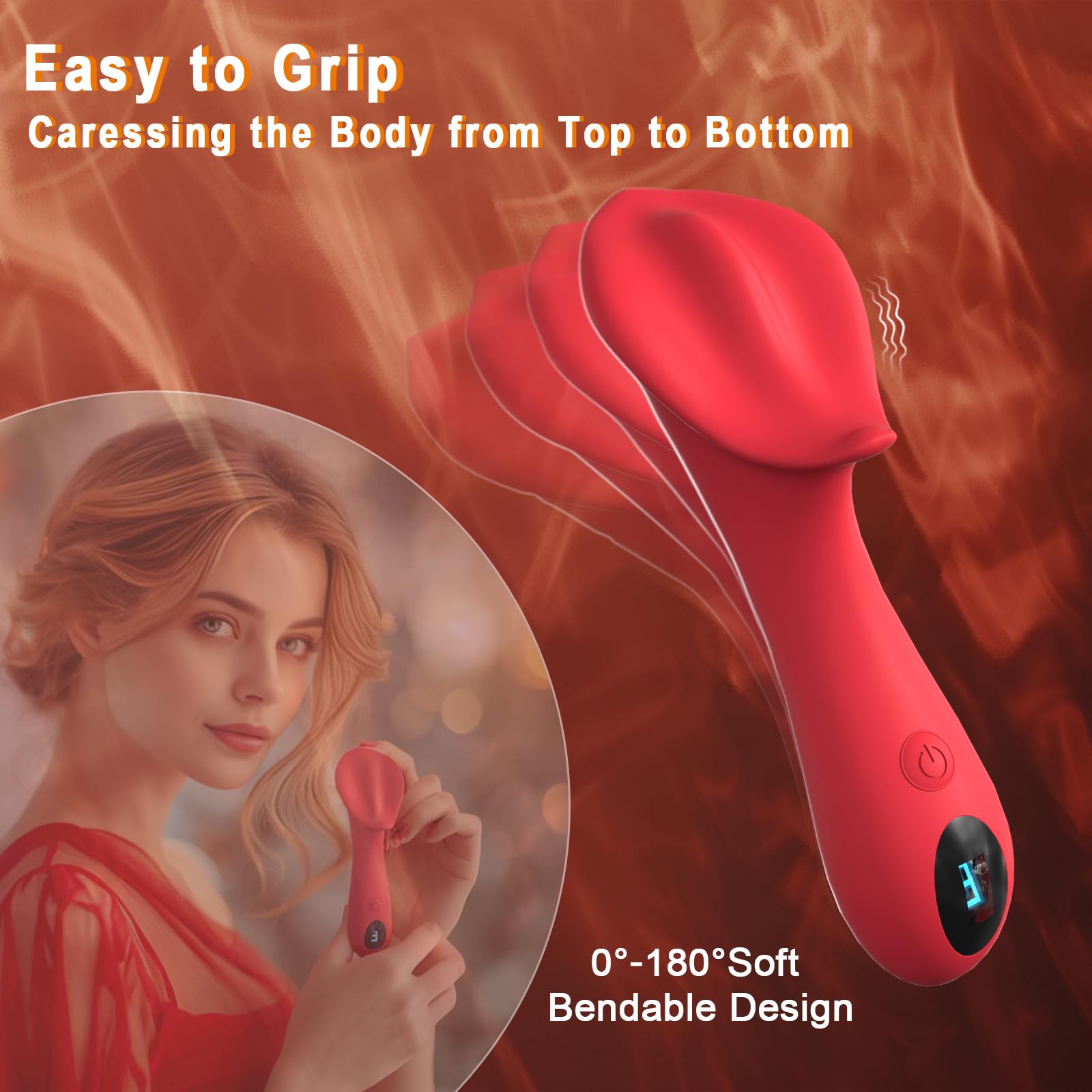 9-Speed Vibrating Wand for Women - 3-in-1 Clitoral, Vaginal & Nipple Stimulator with LCD Display | Rechargeable Adult Sex Toy for Solo Play & Couples | Enhance Intimacy & Female Pleasure in Bedroom & Travel