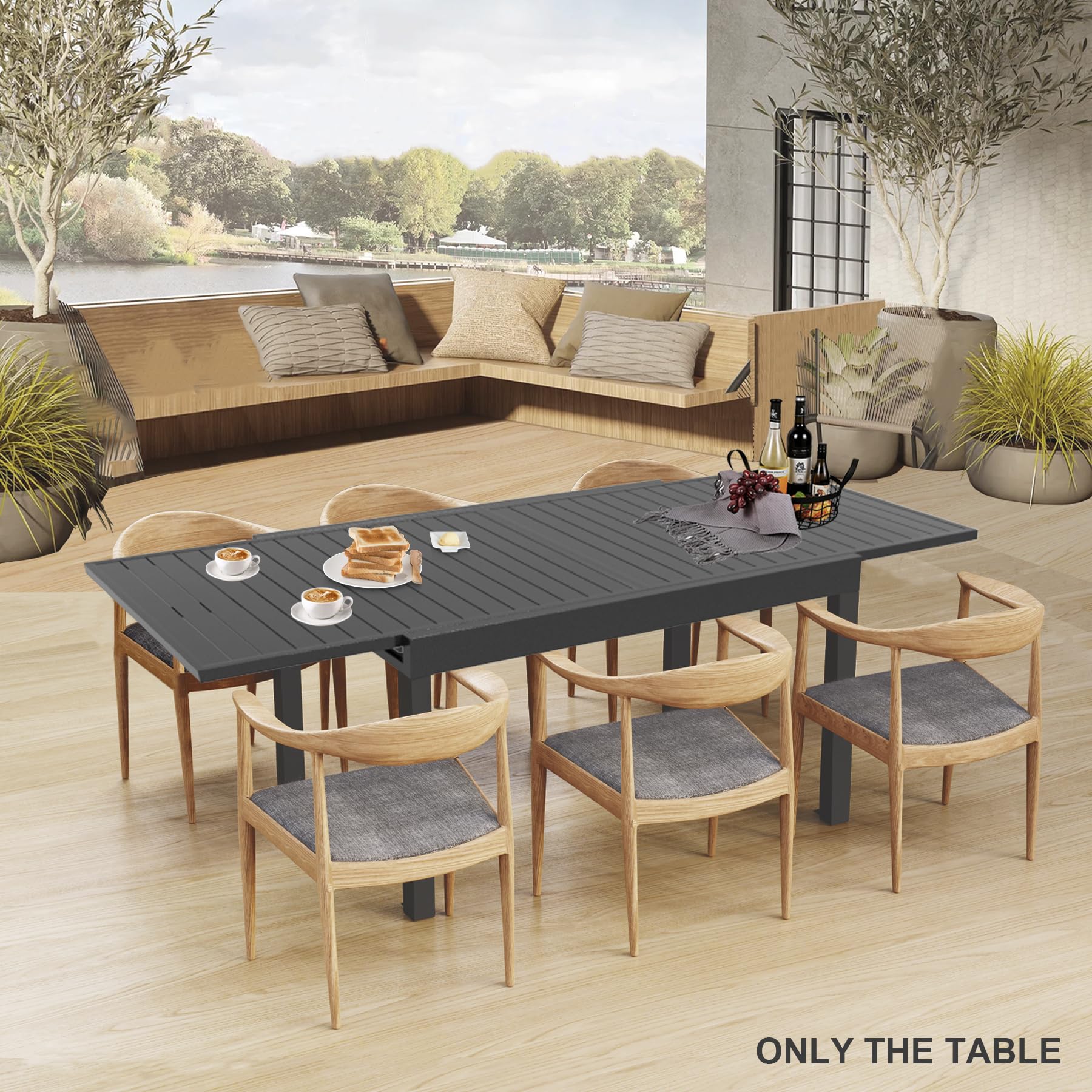 Extendable Aluminum Patio Dining Table 35