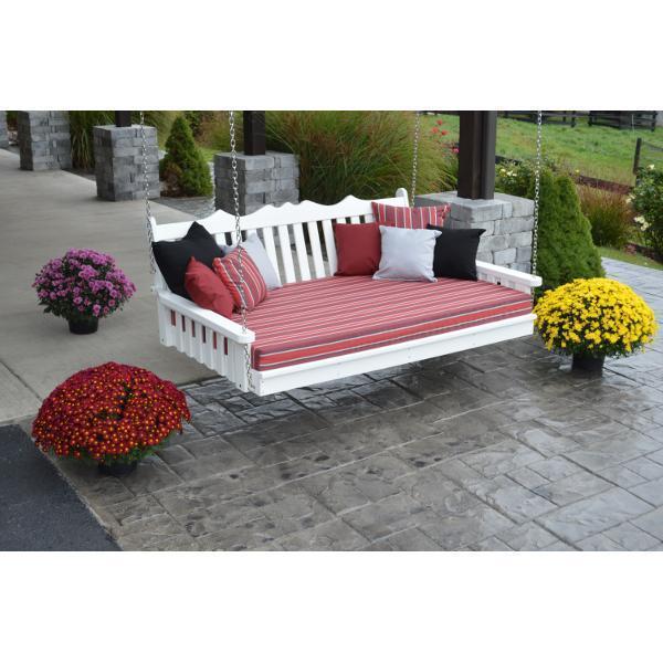 A & L Furniture Poly Royal English Swing Bed - Outdoor Patio Hanging Bed for Garden, Porch, and Backyard Relaxation