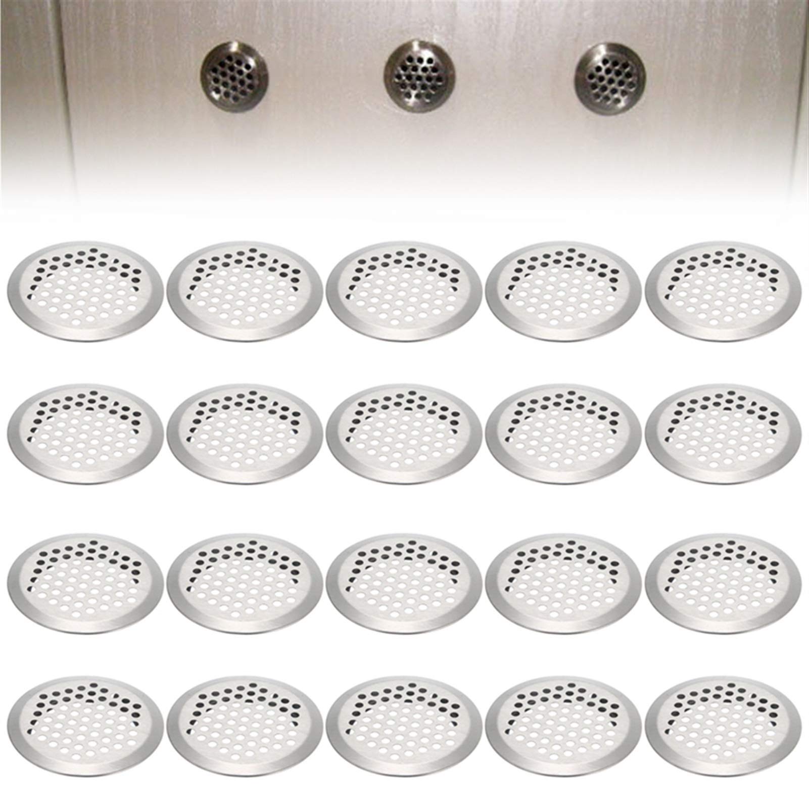 20pcs Stainless Steel Air Vent Grilles for Wardrobe & Cupboard - Exhaust Ventilation Grille for Improved Air Circulation - Durable Replacement Parts (Color A) - Perfect for Home, Office & Closet Organization