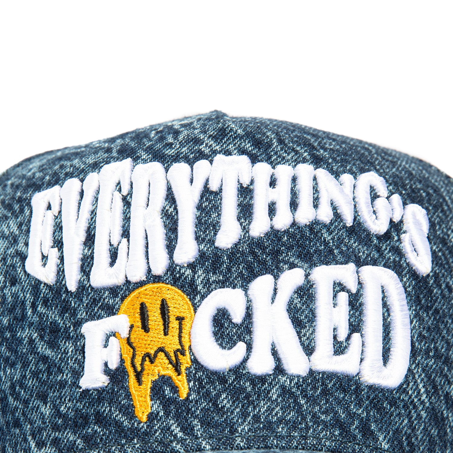 Field Grade Everything's F*cked Snapback Hat - Denim Blue | Adjustable Baseball Cap for Men & Women | Perfect for Outdoor Activities, Concerts, and Casual Wear