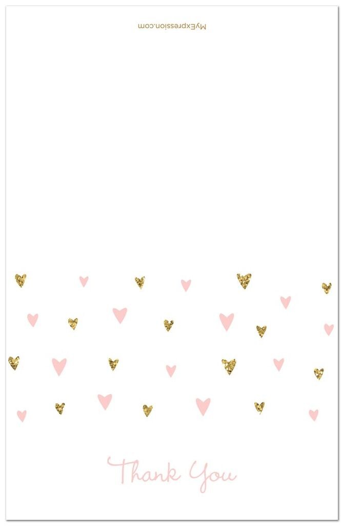 50 Pack Pink Glitter Heart Thank You Cards for Baby Shower Favors, Bridal Shower, Wedding, Birthday Party Decorations & Gifts