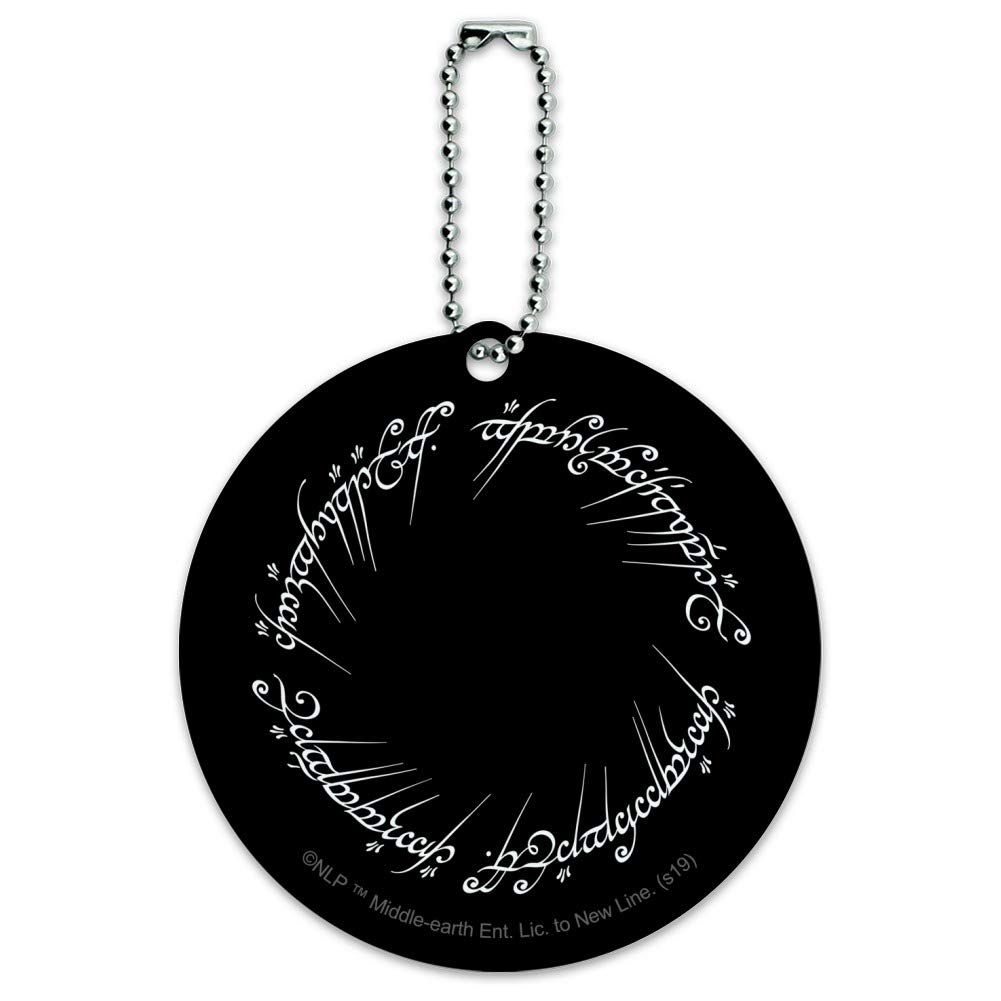The Lord of The Rings Mordor Script Round Luggage ID Tag - Durable Suitcase & Carry-On Baggage Identifier - Perfect for Travel, Cosplay & LOTR Fans