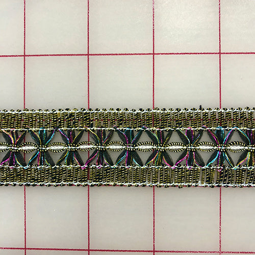 1.125 Inch Vintage Gold Metallic Trim with Multi-Color Accents - Perfect for Scrapbooking, DIY Crafts, and Home Decor Projects