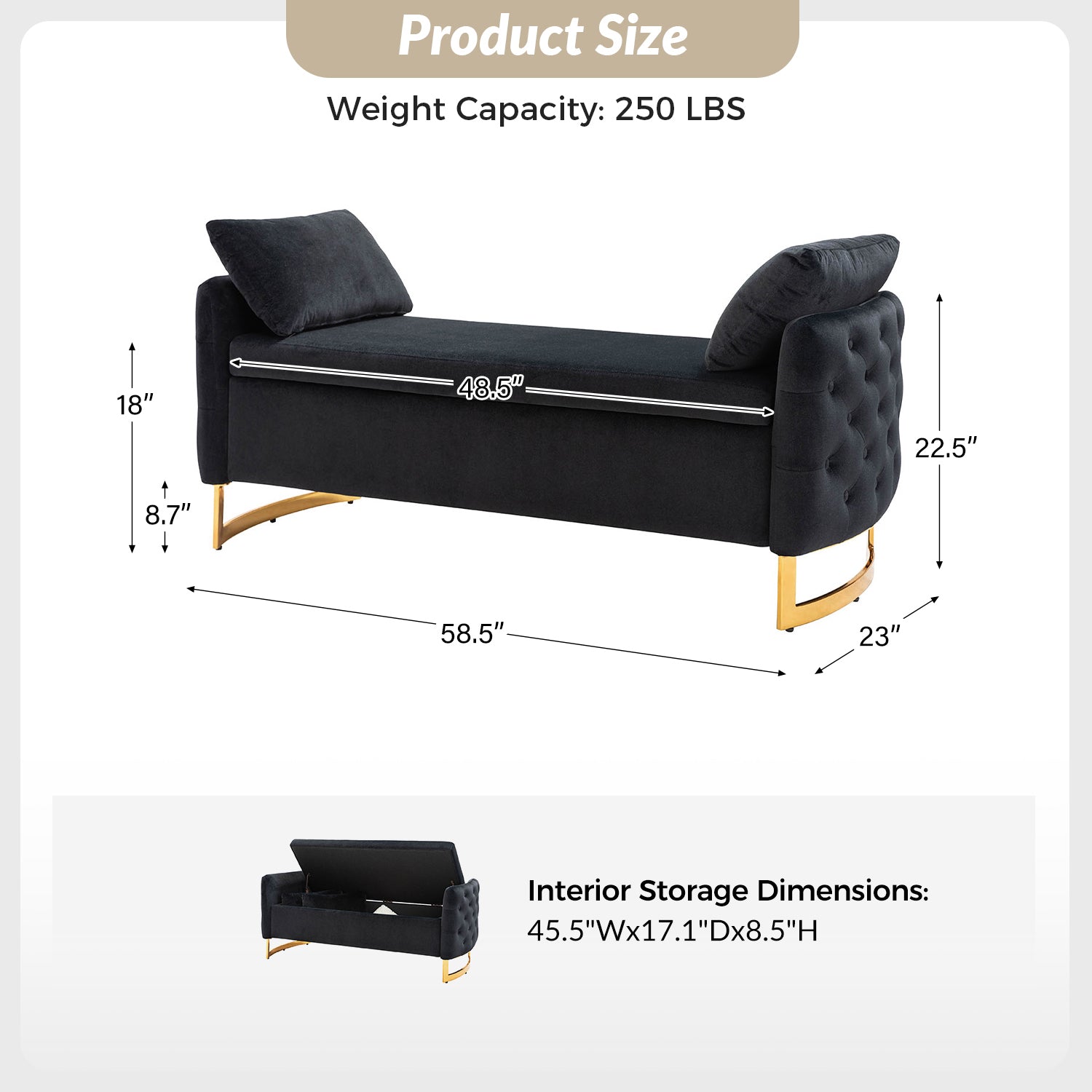 Angelo Upholstered Flip Top Storage Bench - Stylish Ottoman with Hidden Storage for Living Room, Bedroom & Entryway - Perfect for Home Organization & Extra Seating