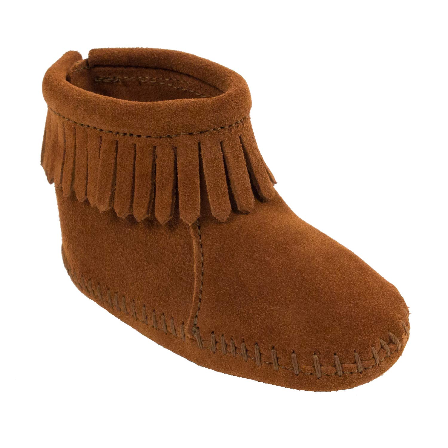 Minnetonka Velcro Back Flap Bootie for Toddlers - Soft Leather Moccasin Shoes for Boys & Girls - Comfortable Slip-On Casual Footwear for Daily Wear, Playtime & Outdoor Adventures
