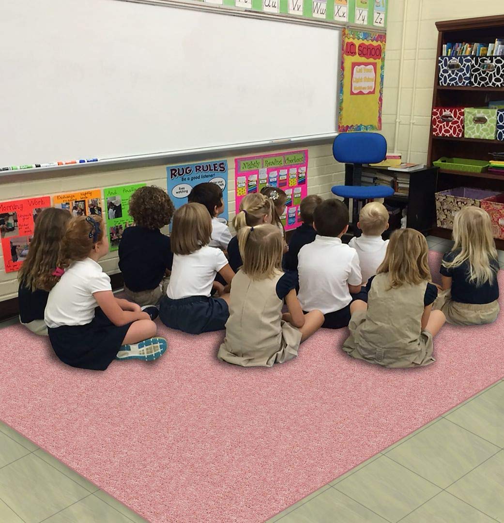 6'x8' Pink Ribbon Kids Crazy Carpet - Stain & Odor Resistant Area Rug for Home, School, Playroom | Pet & People Friendly Soft Floor Mat for Indoor Use
