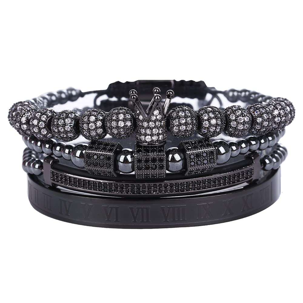 Men's Beaded Bracelet - Stainless Steel Micro Pave Zircon Cuff Bangle for Men & Women | Perfect for Casual Wear, Gifts & Special Occasions